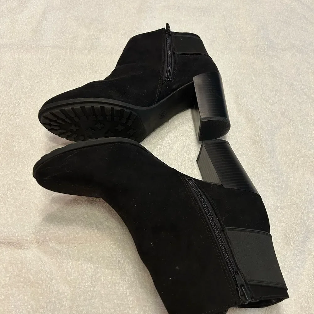 a new day Black Ankle Booties with Block Heel